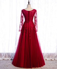 Dress Outfit, Burgundy Long Prom Dress, Burgundy Formal Bridesmaid Dress