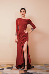 Prom Dresses Tight, Long Sleeves Mermaid Burgundy Long Mother of the Bride Dresses