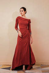Prom Dress Gown, Long Sleeves Mermaid Burgundy Long Mother of the Bride Dresses