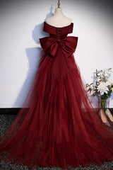 Evening Dress Stunning, Burgundy Mermaid Long Prom Dress, Off the Shoulder V-Neck Formal Evening Dress