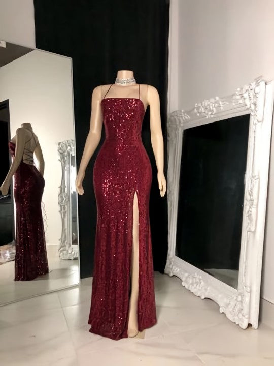 Prom Dress Under 105, Burgundy sequin long prom dress, Special Occasion Dresses