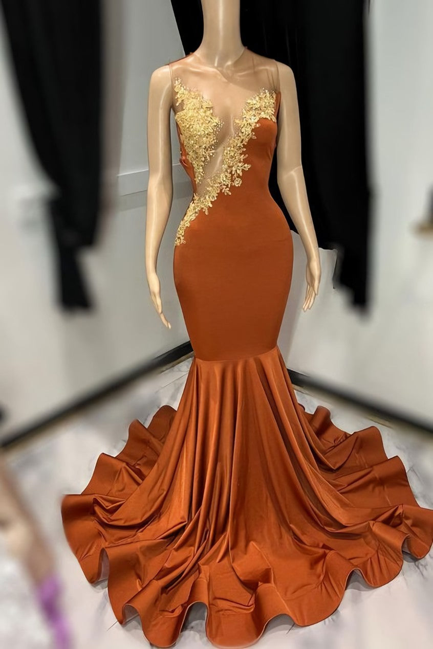 Party Dress Roman, Burnt Orange Mermaid Evening Dresses Long Special Occasion Dress