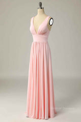Dress Prom, Candy Pink A-line Illusion Lace Cap Sleeves Chiffon Long Prom Dress