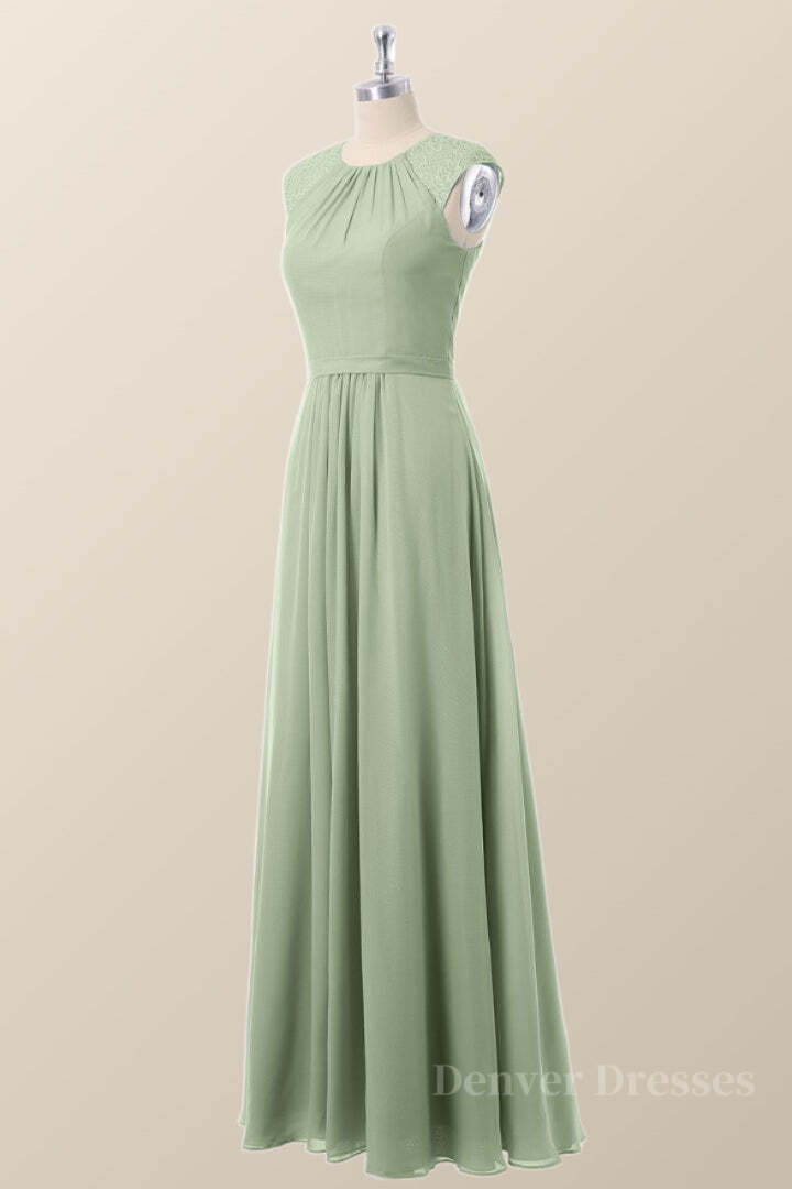 Homecoming Dresses Fashion Outfits, Cap Sleeves Sage Green Chiffon A-line Bridesmaid Dress