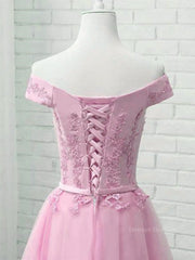 Bridesmaid Dress Designs, Cap Sleeves Short Pink Lace Prom Dresses, Short Pink Lace Formal Bridesmaid Dresses