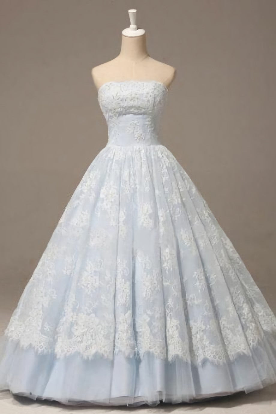 Party Dress For Wedding, Light Blue Organza Lace Sweetheart A Line Long Prom Dress, Princess Ball Gown Dress