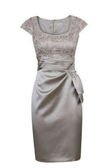 Simple Wedding Dress, Elegant Short Silver Cap Sleeves Mother Of The Bride Dress, Homecoming Dress