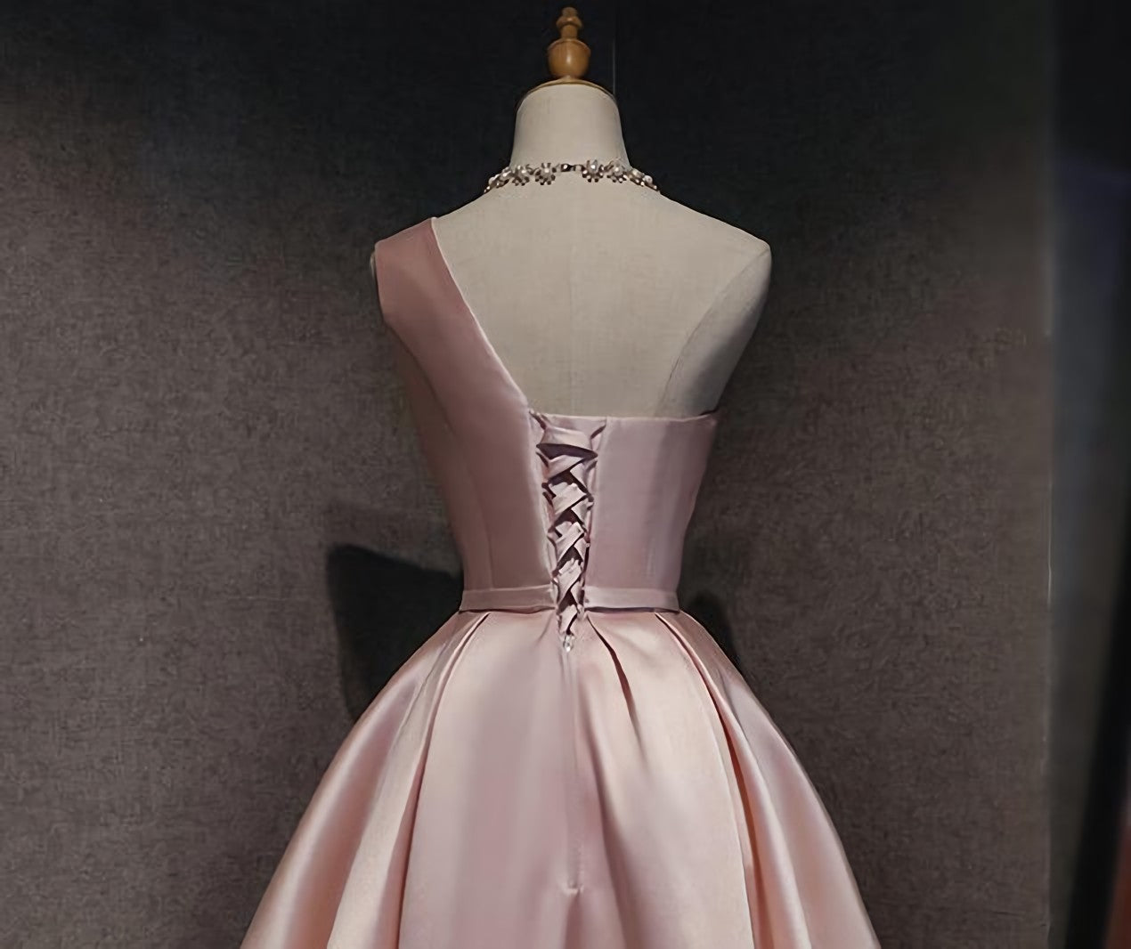 Bridesmaid Dressese Lavender, Pink Satin One Shoulder Homecoming Dress