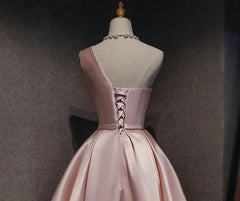 Bridesmaid Dressese Lavender, Pink Satin One Shoulder Homecoming Dress