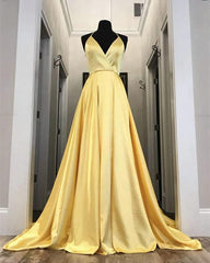 Fancy Outfit, Long Yellow Prom Dresses, Leg Split Evening Gowns