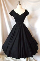 Bridesmaid Propos, A Line Black Satin Cocktail Party Dresses, Homecoming Dress