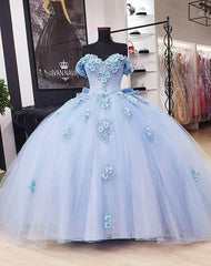 Wedding Dresses Custom, Sky Blue Tulle Wedding Dress, Prom Dress