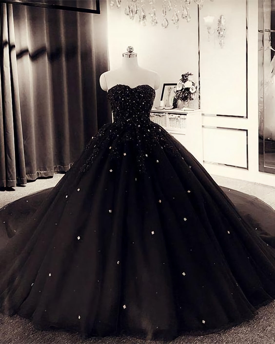 Party Fitness, Black Quinceanera Ball Gown Dresses, Prom Dresses