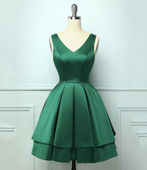Bridesmaid Dress Mauve, Green Satin Short Homecoming Dress