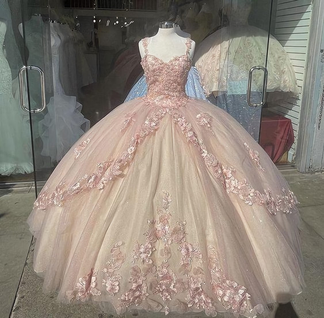 Party Dress Sparkle, Baby Pink Quinceanera Dress, Elegant Prom Dresses, Long Evening Dress