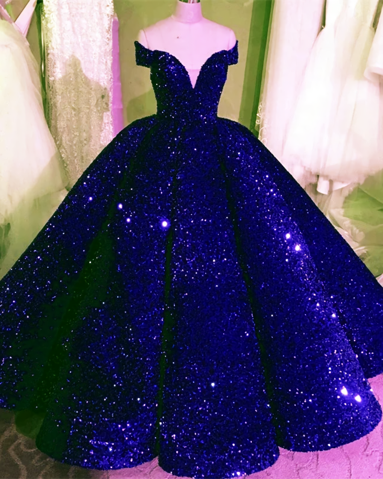 Graduation Outfit, Sequin Ball Gown Dresses, Off The Shoulder Prom Dress