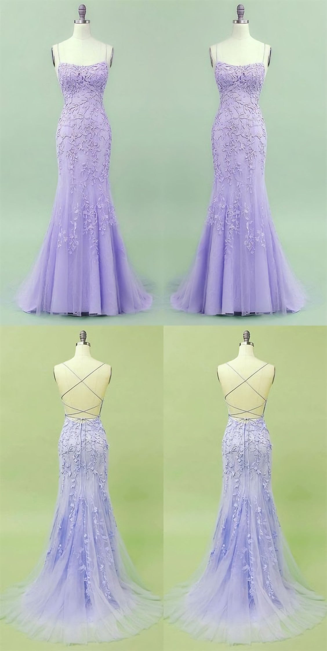 Party Dress Boots, 2024 Mermaid Lavender Long Prom Dress, With Lace Up Back