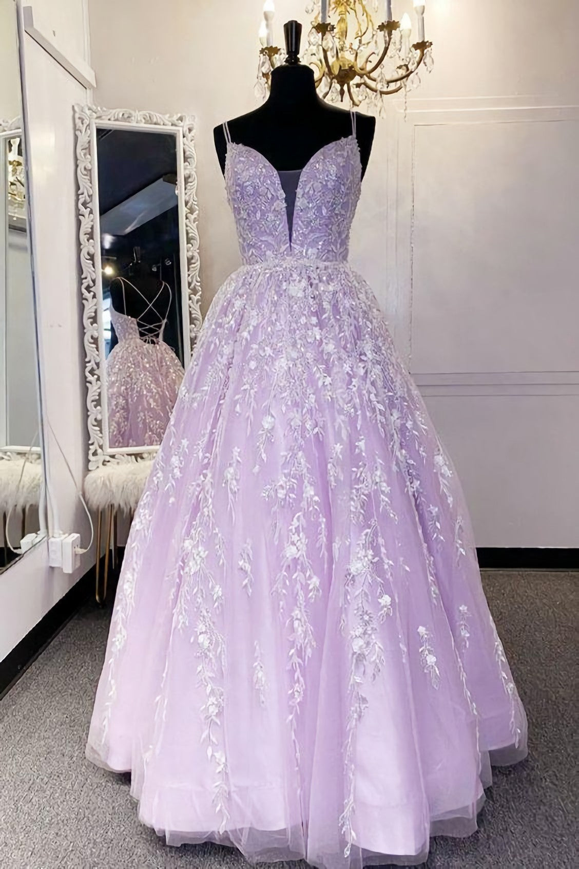 Party Dress Ideas For Curvy Figure, A Line Lilac A Line Long Formal Dress, Prom Dress