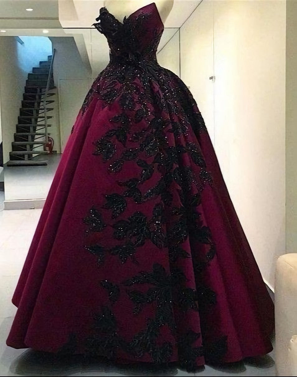 Party Dresses For Christmas, Elegant Evening Dresses, Lace Appliques Ball Gown Prom Dress, Evening Dress