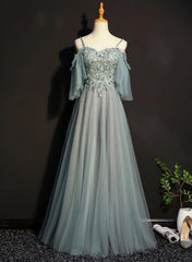 Party Dresses For 23 Year Olds, Lovely Tulle Off Shoulder Long Prom Gown Elegant Unique Party Dress