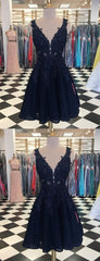 Fall Wedding, Dark Navy Lace Beading Sleeveless Illusion Homecoming Dresses