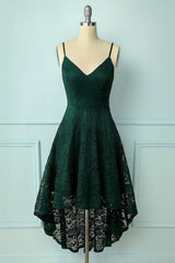 Party Dress Hijab, Vintage Style Dark Green Lace Shoulders Straps Prom Dress
