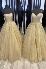 Midi Dress, Champagne tulle long prom dress tulle long formal dress