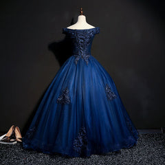 Prom Dresses Outfits Fall Casual, Charming Blue Off the Shoulder Long Sweet 16 Dress, Handmade Party Gown