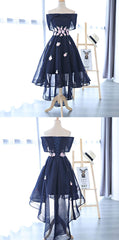 Prom Dresses2019, Charming Navy Blue Tulle Party Dress with Flowers, Cute Prom Dress
