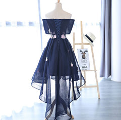Prom Dresse Princess, Charming Navy Blue Tulle Party Dress with Flowers, Cute Prom Dress