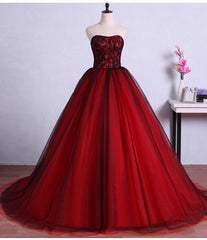 Bridesmaid Dresses Styles, Charming Sweetheart Red and Black Gown, Sweet 16 Dress, Formal Dress