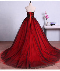 Bridesmaides Dresses Long, Charming Sweetheart Red and Black Gown, Sweet 16 Dress, Formal Dress