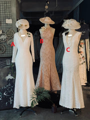 Wedding Dresses Princess, Classic Vintage Lace Floor Length Mermaid Wedding Dress