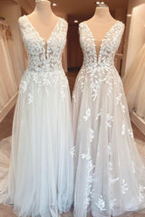 Wedding Dresses Uk, Classy Long A-Line Sweetheart Appliques Lace Open Back Wedding Dress