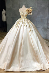 Wedding Dresses Brides, Classy Long A-Line Sweetheart Crystal Satin Ruffles Wedding Dress
