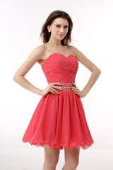 Prom Dress Cheap, Crystal Chiffon Short Homecoming Dresses