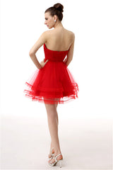 Prom Dress A Line Prom Dress, Crystals Red Short Homecoming Dresses