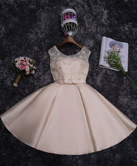 Prom Dress Silk, Cute Lace Sequins Short Prom Dress, Homecoming Dress