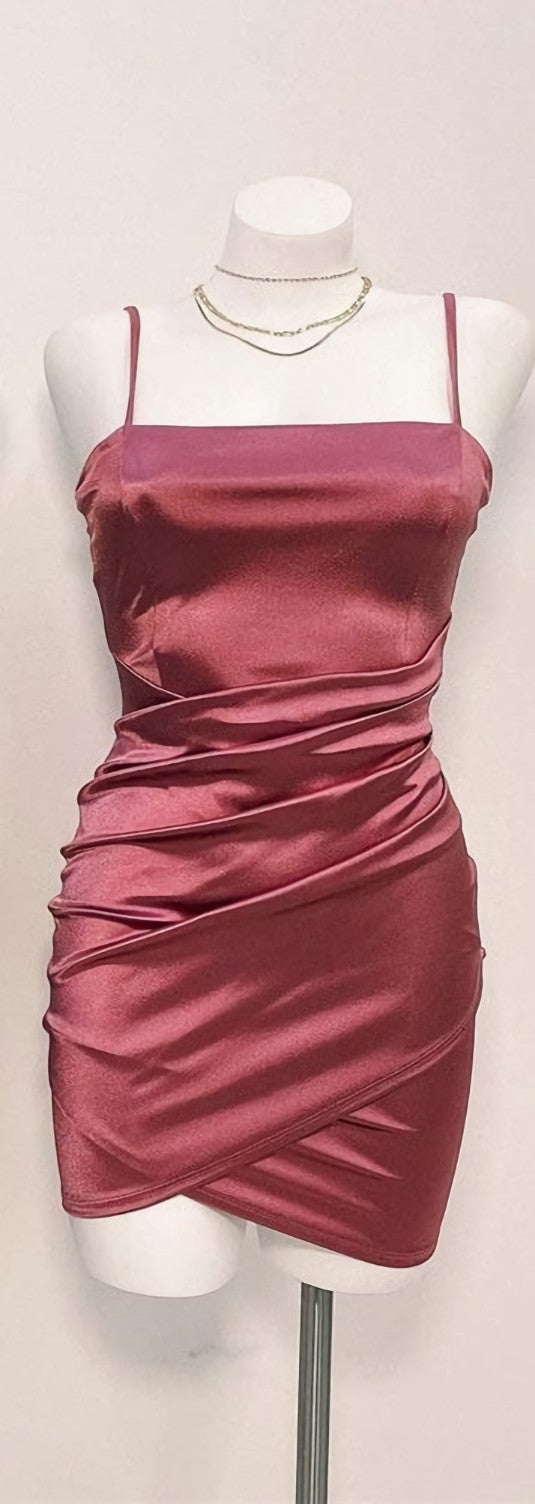 Classy Outfit, Cute Pleated Red Short Homecoming Dress Bodycon