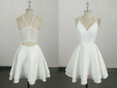 Party Dresses Outfits Ideas, Cute Spaghetti Straps V Neck Knee Length Short Cocktail Dress, Homecoming Dresses