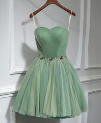 Prom Dresses Cute, Cute Sweet Neck Short Prom Dress, Green Homecoming Dresses