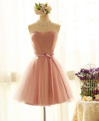 Prom Dress And Boots, Cute Sweetheart Neck Tulle Short Prom Dress, Pink Bridesmaid Dress