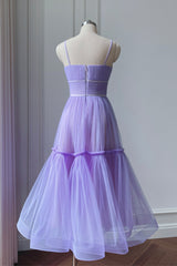 Prom Dresses Ball Gown Style, Cute Tulle Scoop Spaghetti Straps Homecoming Dress, Short Prom Dress