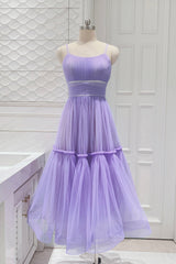 Prom Dresses 2024 Long, Cute Tulle Scoop Spaghetti Straps Homecoming Dress, Short Prom Dress