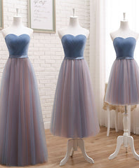Party Dresses For Over 53S, Cute Tulle Sweetheart Neck Prom Dress, Gray Blue Long Formal Dress