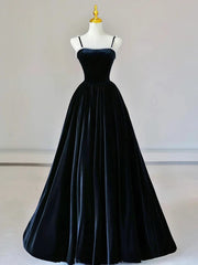 Go Out Outfit, Dark Navy Blue Velvet Long Prom Dresses, Dark Navy Blue Velvet Long Formal Evening Dresses