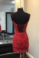 Party Dress For Christmas Party, Dark Red Corset Tight Short Homecoming Dress with Appliques