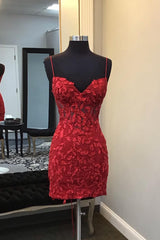 Party Dresses Miami, Dark Red Corset Tight Short Homecoming Dress with Appliques