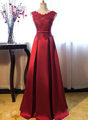 Prom Dress Burgundy, Dark Red Lace Long Junior Prom Dress, Lace Top Party Dress