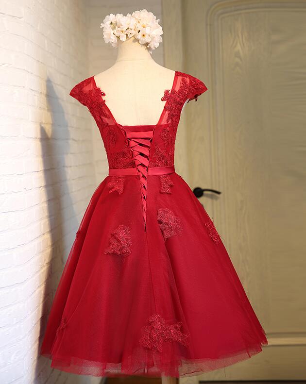 Bridesmaid Dress Trends, Dark Red New Homecoming Dress , Charming Short Formal Dress
